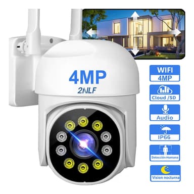 2NLF Cámara de Seguridad Exterior WiFi 4MP PTZ 360