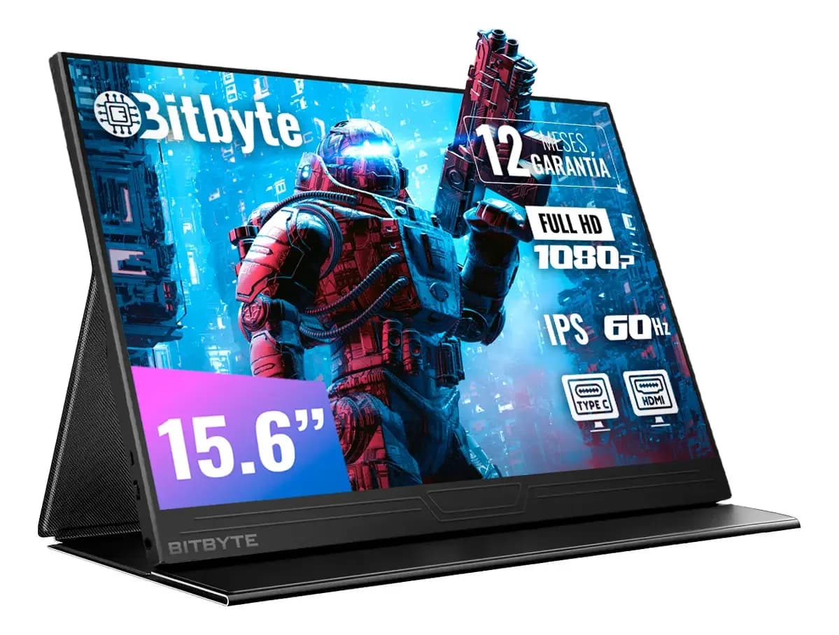 Monitor Portátil Bitbyte 15.6 Full Hd Ips Con Parlante Color Negro