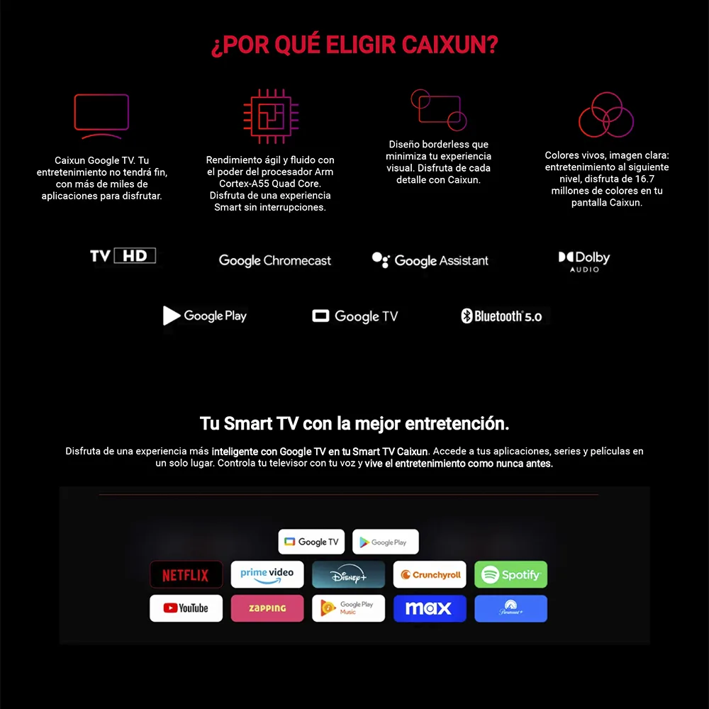 Caixun Smart TV 32" HD Google TV - detalle 2