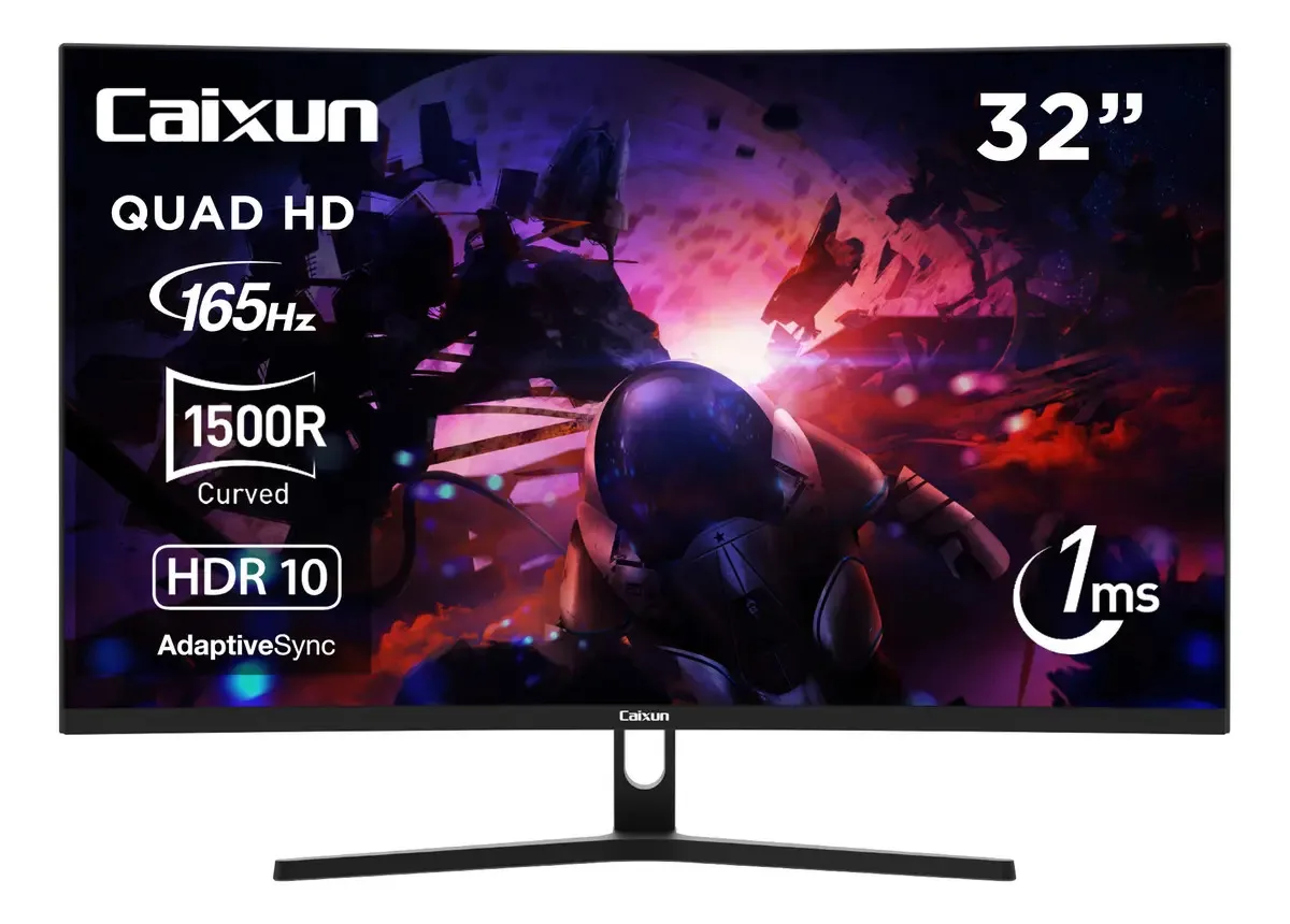 Monitor Gamer Curvo Caixun 32" QHD VA 1500R 165Hz HDMI DP USB 1ms C32C3Q