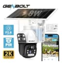 Genbolt 3g/4g Lte Solar Cámara De Vigilancia Exterior 360 Smart Inalámbrica 2.5k 8w 15600mah Batería Cámara De Seguridad Sin Wifi Doble Lentes Foco Cámara Ip Cctv Con Tarjeta Sim Y Detección Humanoide