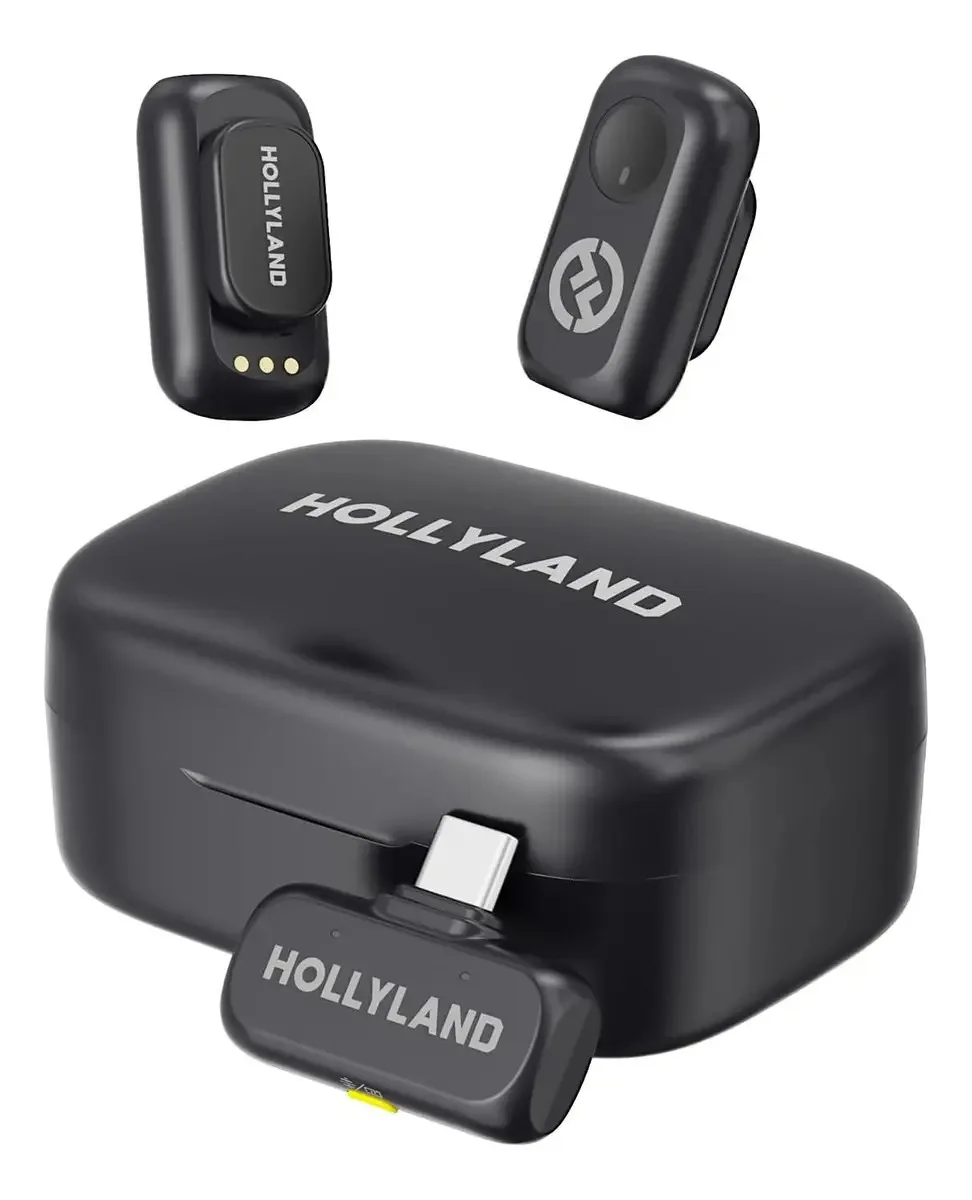 Hollyland Lark A1 Duo micrófono inalámbrico de solapa con 2 transmisores y receptor USB-C