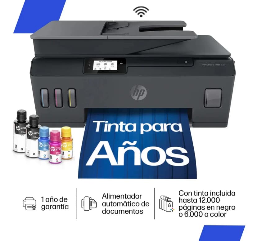 Impresora multifunción a color HP Smart Tank 530 Tinta Continua Con Wifi