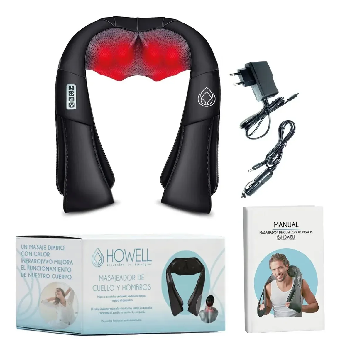 Howell masajeador shiatsu de cuello, hombros y espalda con calor infrarrojo