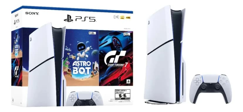 Sony PlayStation 5 Slim Standard consola con lector de discos de 1 TB + Astro Bot y Gran Turismo 7